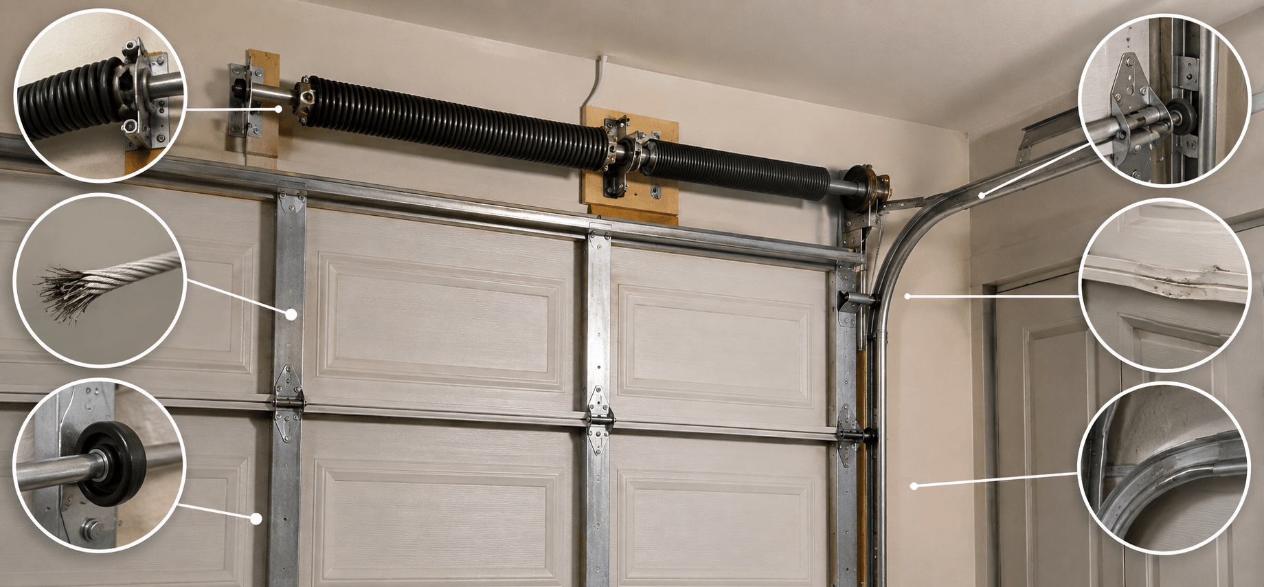 Garage door spring, cable, roller, track and panel problems
